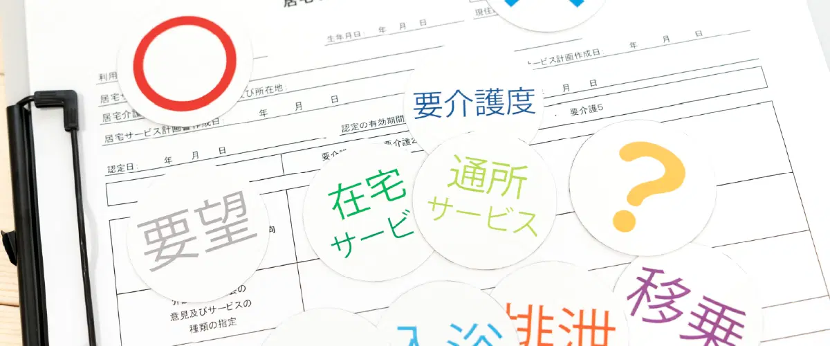 要望要・介護度・通所サービス・在宅サービス・移乗・入浴・排泄・?